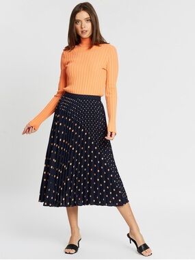 NWT Banana Republic Polka Dot Pleated Midi Skirt in 2P